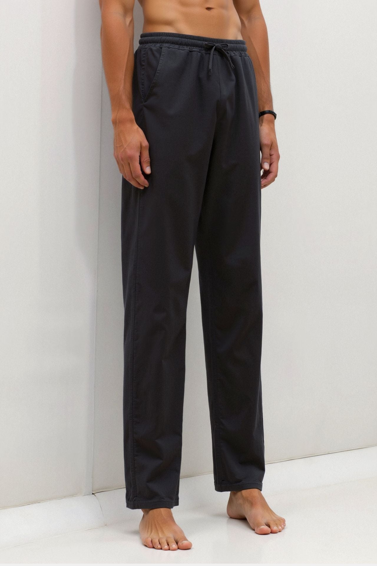 Pantalones con cordón de mezcla de algodón y lino NOBA