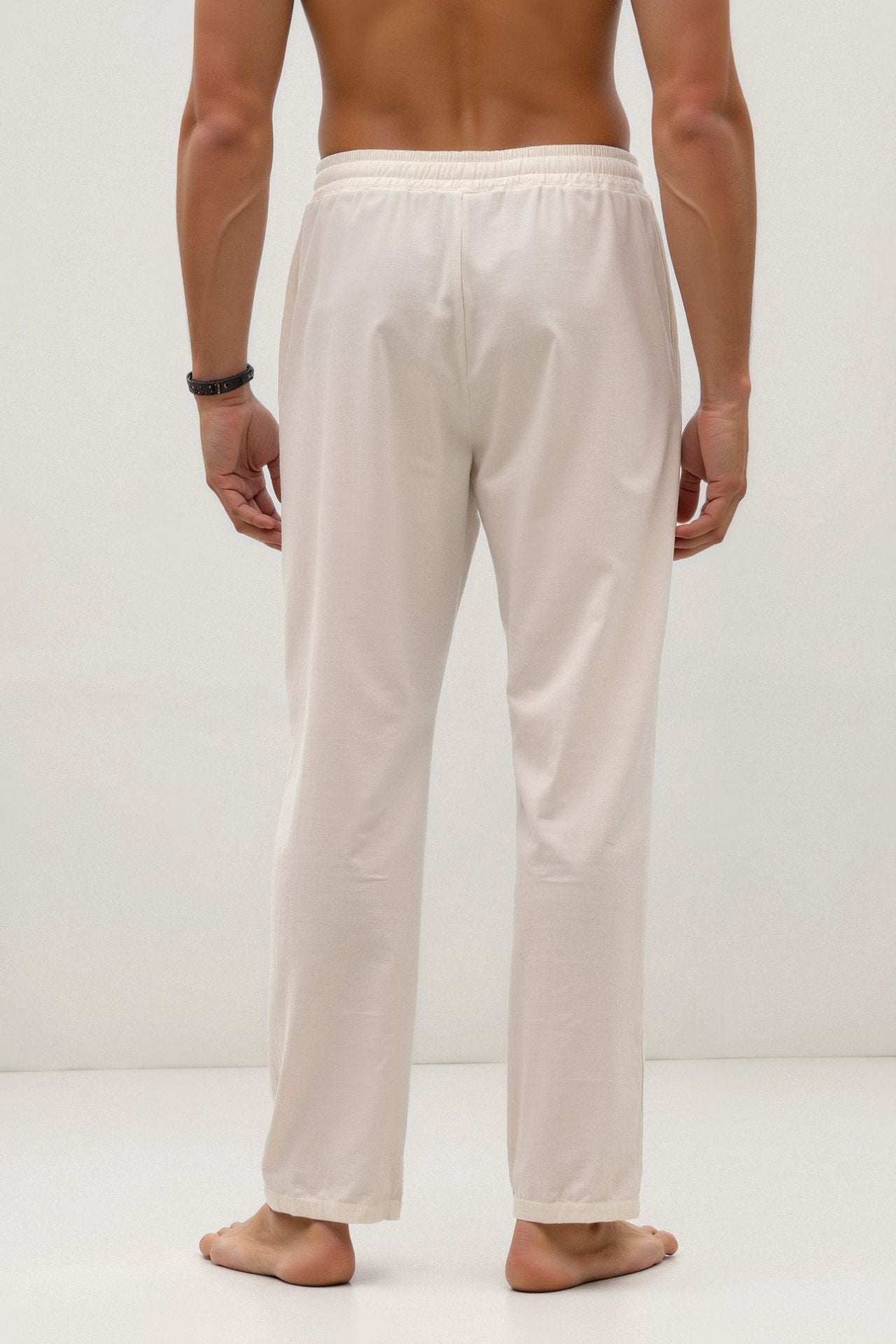 Pantalones con cordón de mezcla de algodón y lino NOBA