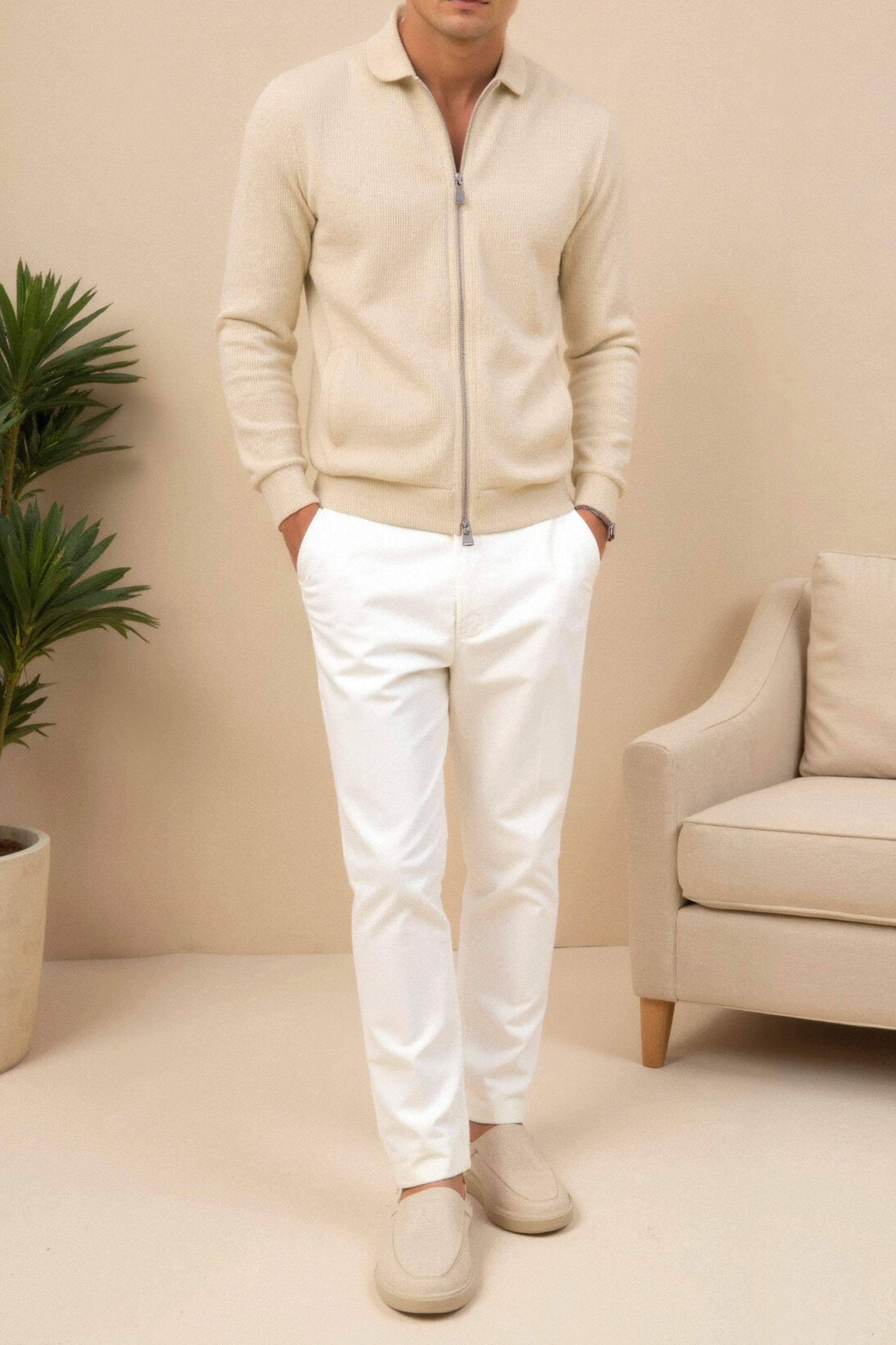 Chaqueta deportiva con cuello de polo de primera calidad