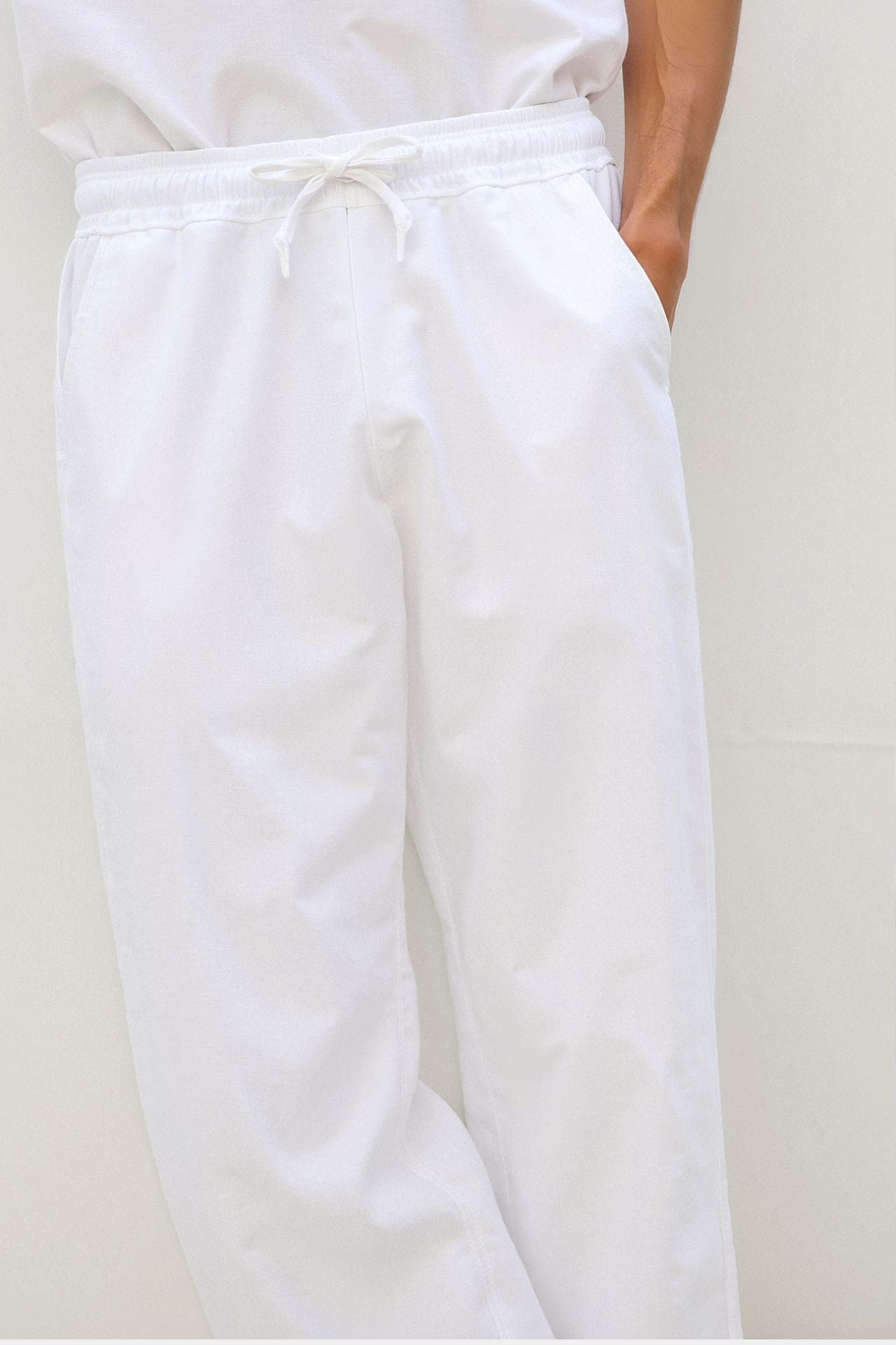Pantalones con cordón de mezcla de algodón y lino NOBA