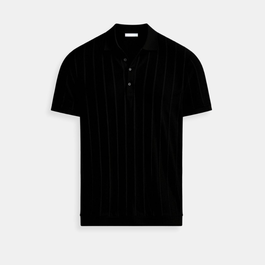 Polo con botones de rayas verticales
