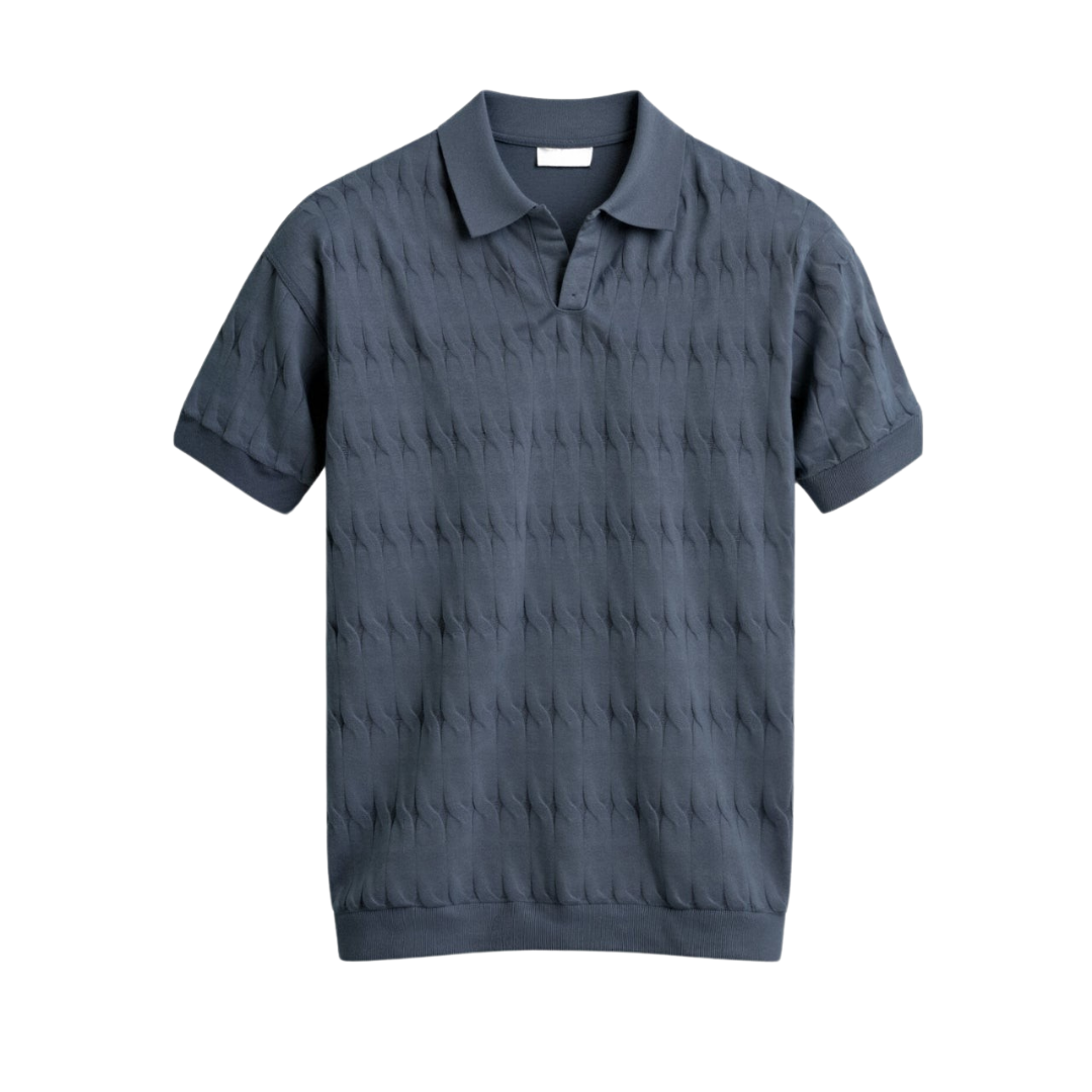Polo de punto trenzado con cuello en V Premium de NOBA
