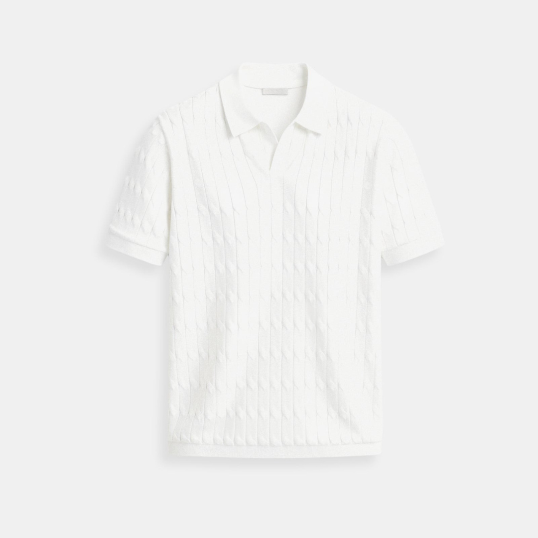 Polo de punto trenzado con cuello en V Premium de NOBA