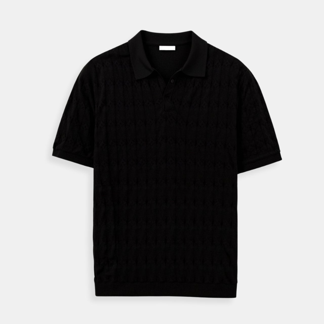 Polo de punto trenzado con cuello en V Premium de NOBA