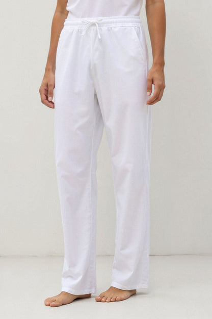 Pantalones con cordón de mezcla de algodón y lino NOBA