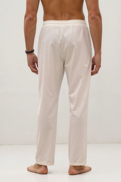 Pantalones con cordón de mezcla de algodón y lino NOBA
