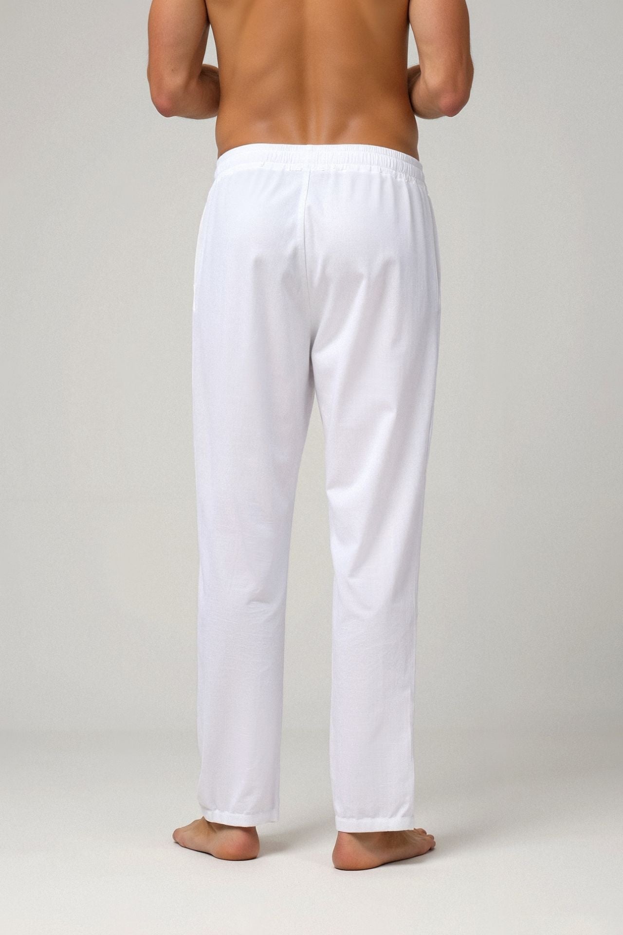 Pantalones con cordón de mezcla de algodón y lino NOBA