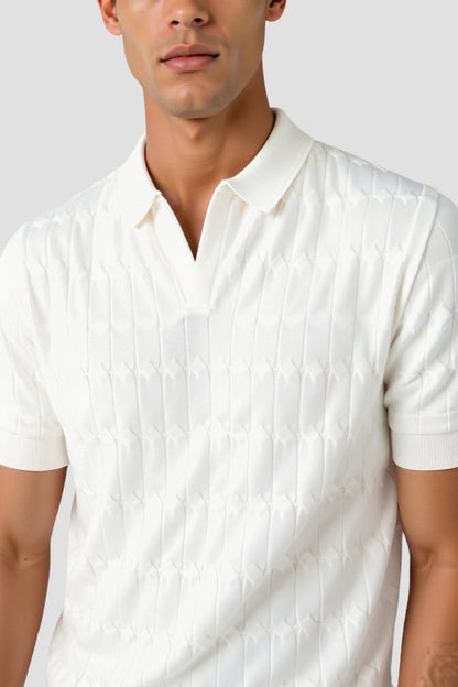 Polo de punto trenzado con cuello en V Premium de NOBA