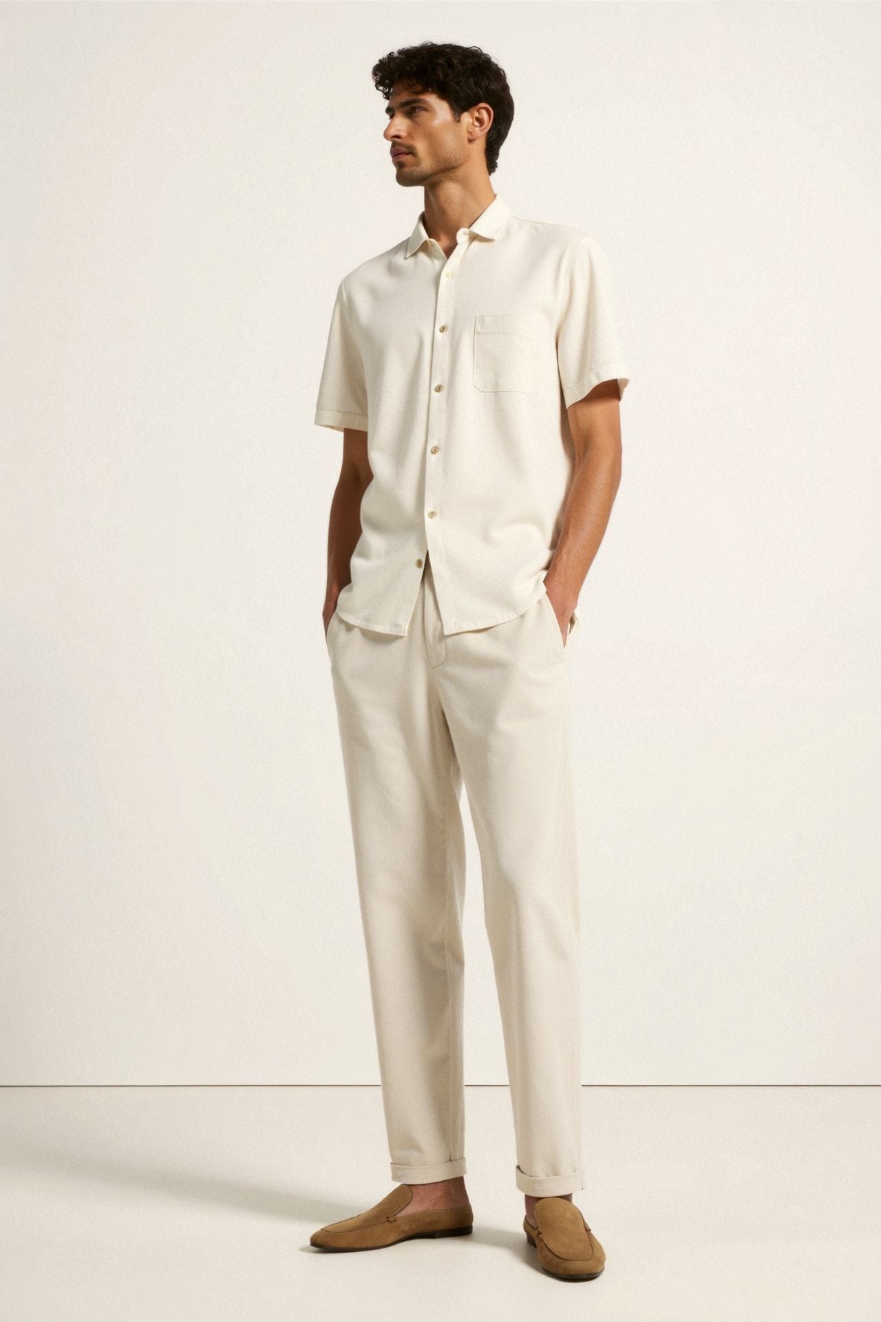 Pantalones holgados de lino de corte regular NOBA