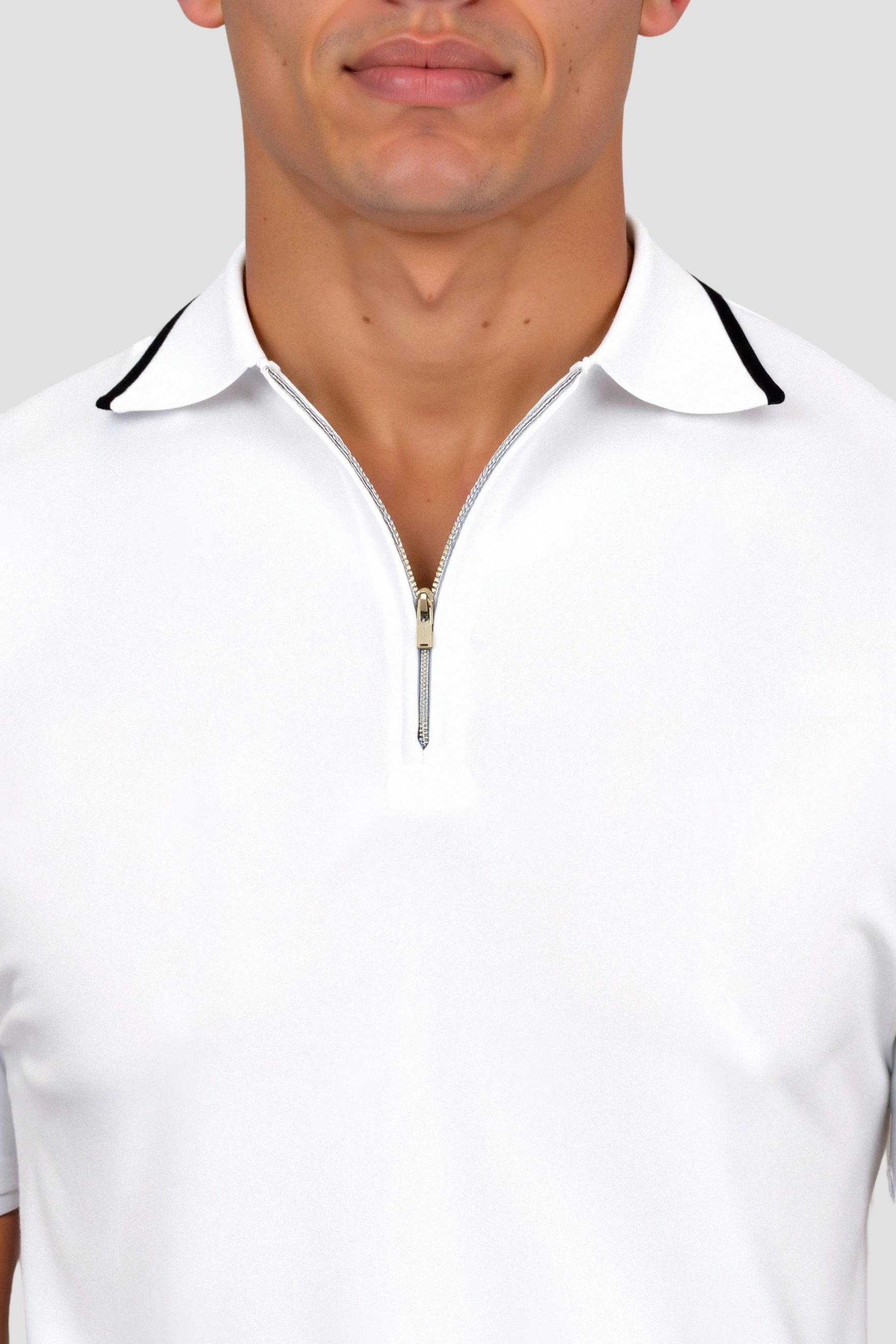 Polo de golf de punto con cremallera de un cuarto de NOBA