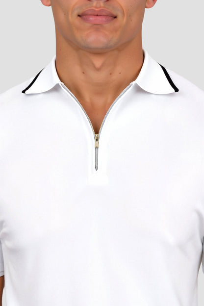 Polo de golf de punto con cremallera de un cuarto de NOBA