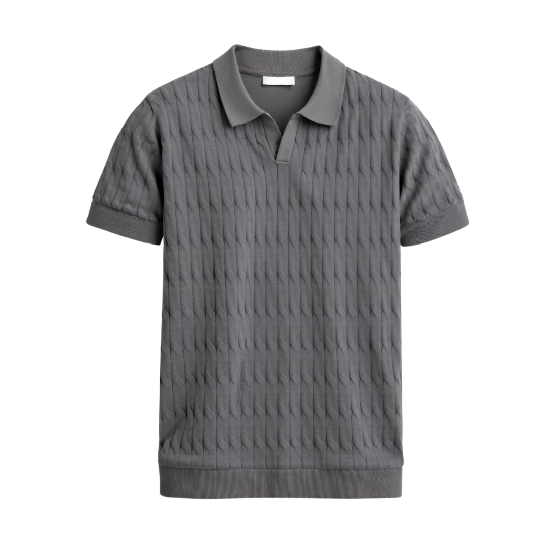 Polo de punto trenzado con cuello en V Premium de NOBA