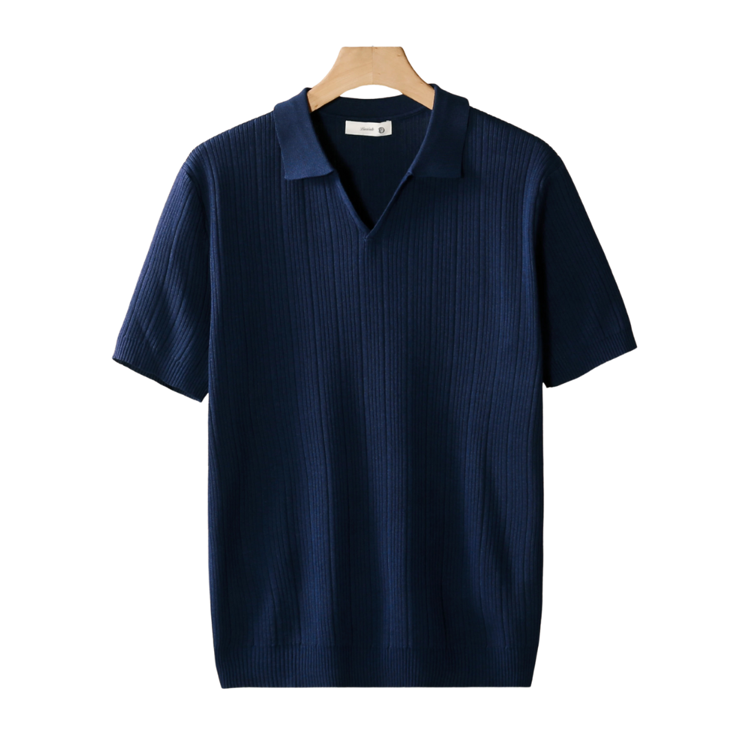 POLO ACANALADO CON CUELLO ABIERTO