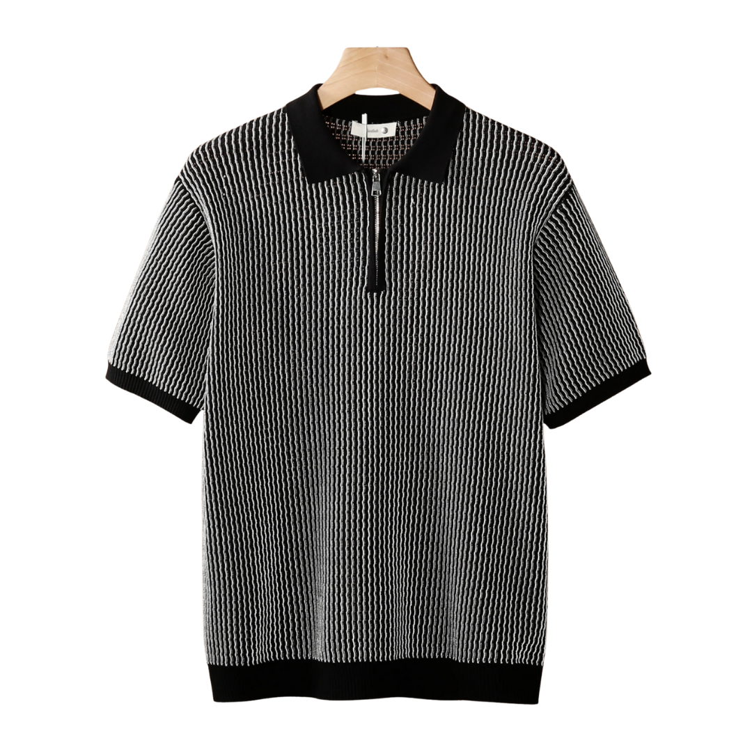 POLO CON CREMALLERA Y TEXTURA GEOMÉTRICA